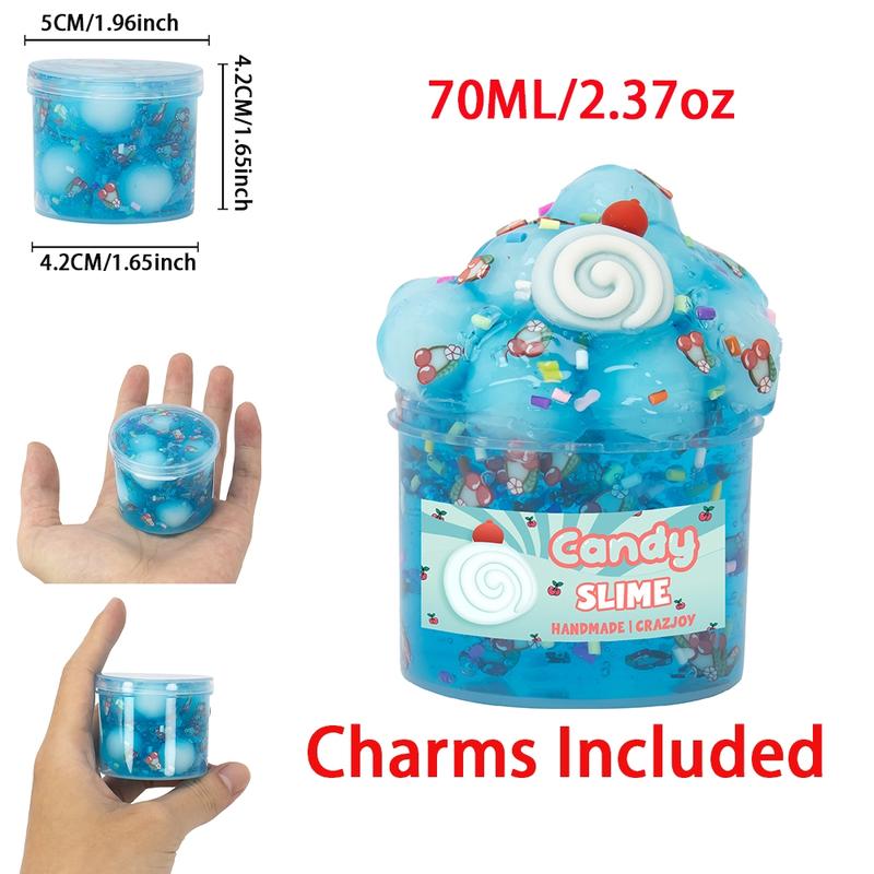 Portable 2.37oz Jelly Cube Crunchy Crystal Slime kit Clear Sticky Slime Soft DIY Non-Sticky Stretchy Sludge Party Favors Birthday Gifts, Moldable Handmade Taba Squishy