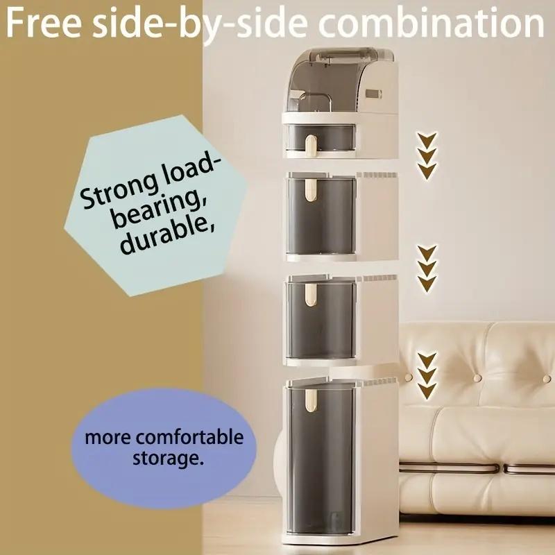 UFORU Ultra-Thin Four-Layer Narrow Storage Cabinet with Narrow Storage Box,Waterproof Design, Holder Organizer,Drawer Chest Dresser Open Bookshelf, Minimalist Storage Space for Small Spaces at Home,Toilet,Non-Installation