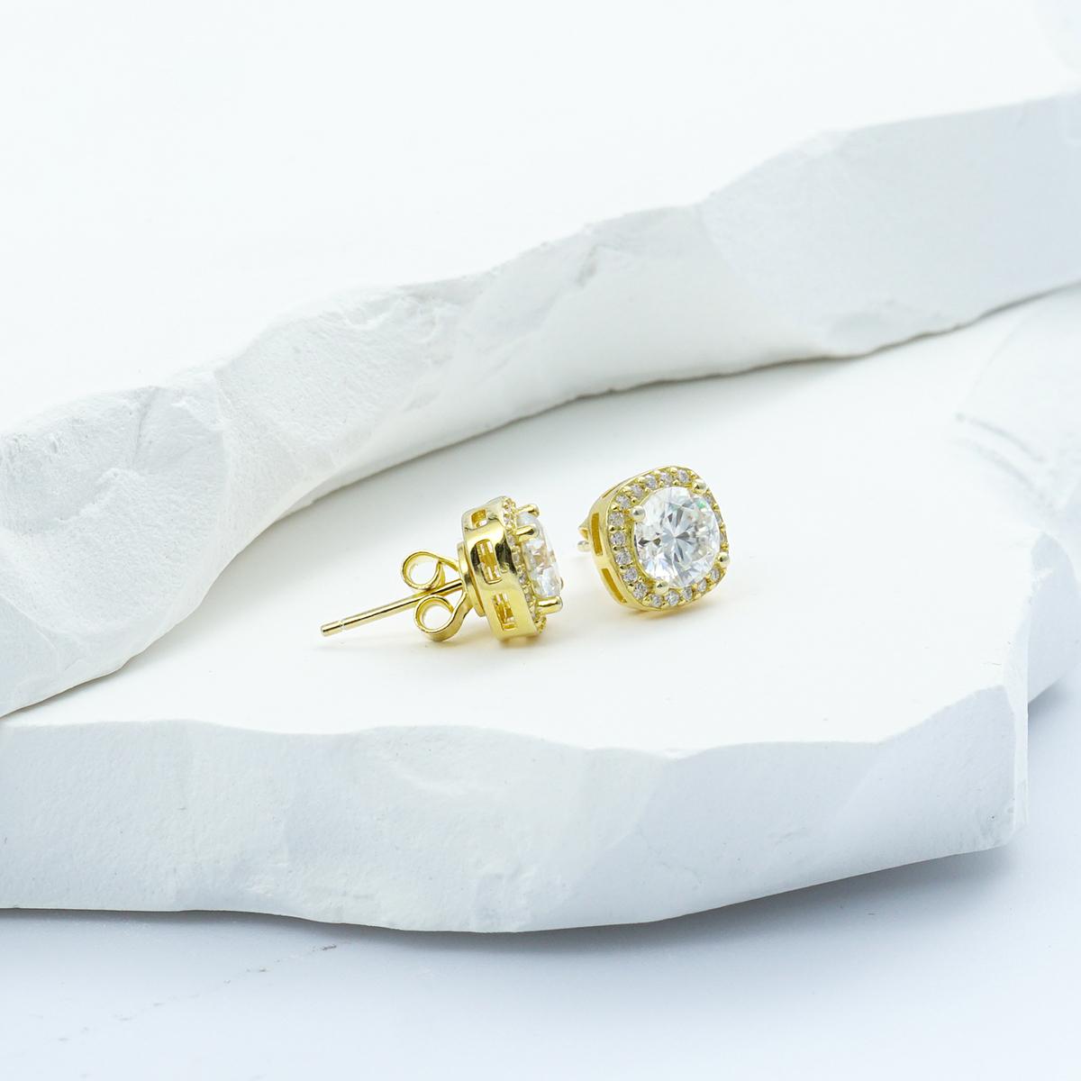 Synthetic Moissanite Halo Square Stud Earrings Birthday Anniversary Mother's Day Gifts for Men Women