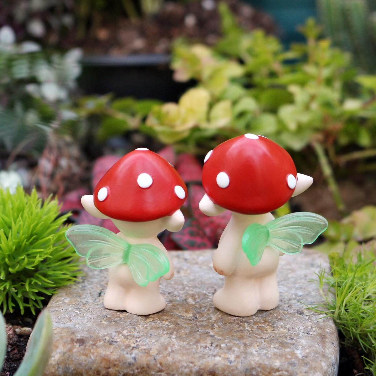 2pcs Mushroom Fairy Set, Hat Mushroom Figurines, Garden Decor, Camping Table Decor, Micro Landscape, Home Decoration, Holiday Gift