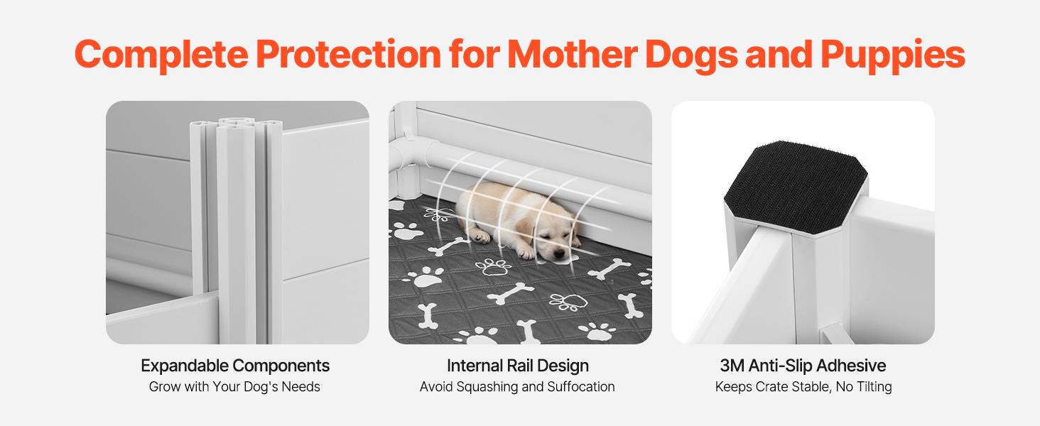 fathersdaygift  VEVOR Dogs Whelping Box, 38.6x 38.6x 18.1 inch, Plastic PVC Puppies Playpen with Height Adjustable Door and Washable Pee Pad, Anti-Deformation Indoor Puppy Play Pen for Medium Breed Dogs, Milk White