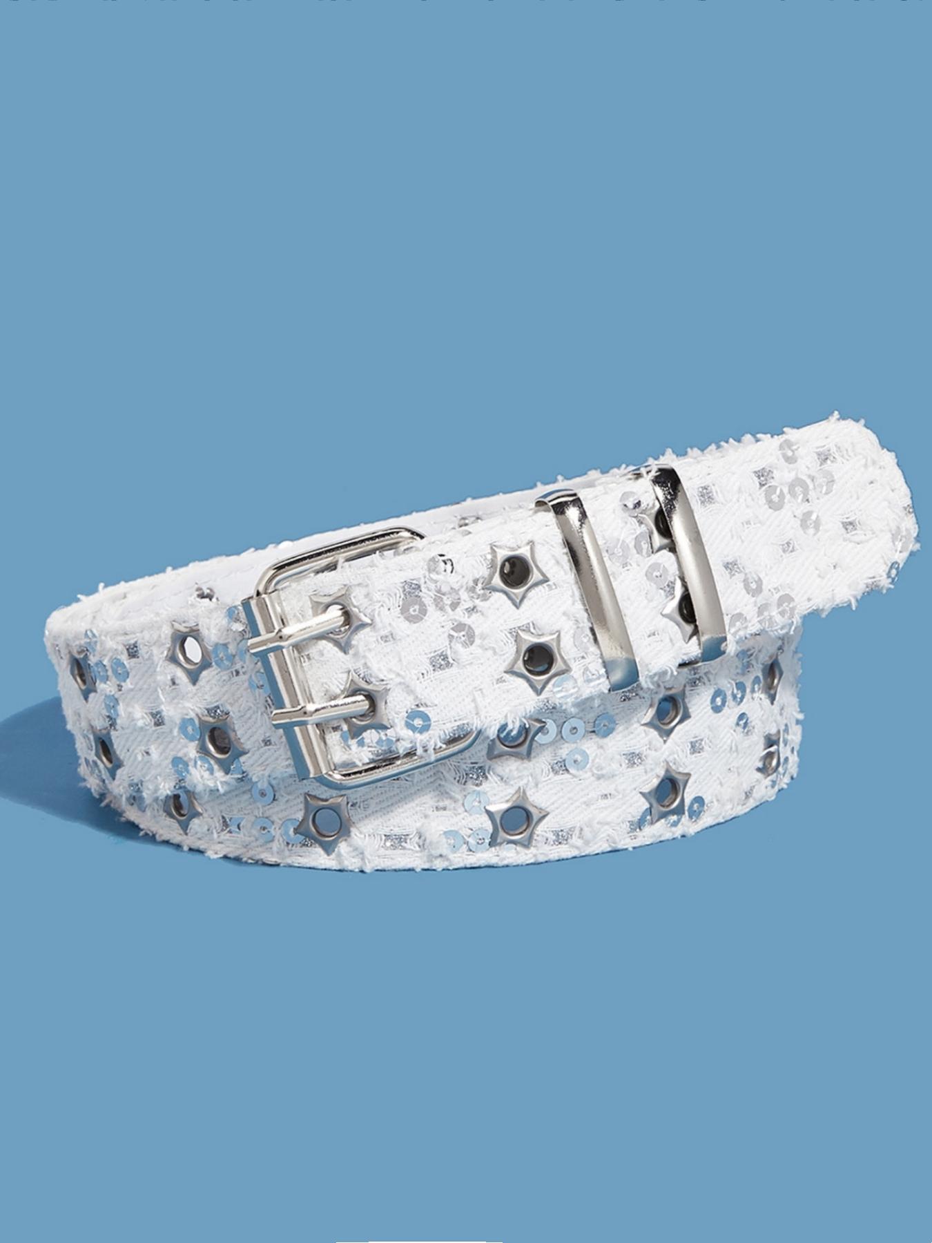 New Fashion Street Waist Belt, Blue Punk Accessory, Blue Denim Belt, Hip Hop Y2K Heart Buckle Belt, Unisex Design, Street Style Belt