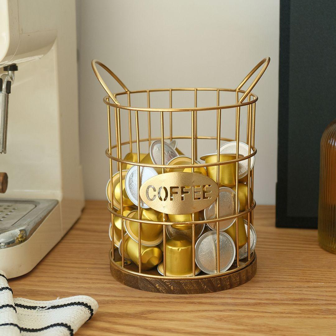 Metal Coffee Capsule Storage Basket, Geometric Design, Snack and Candy Dish, Creative Fruit Bowl, Modern Decorative Plate