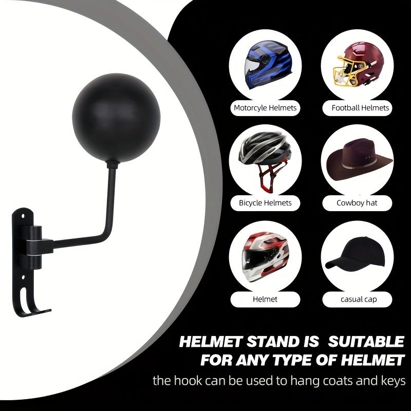 Helmet Stand with Hooks, Hat Rack, Hook Storage Rack, Wall-Mounted Motorcycle Helmet Display Holder, 180 Degree Key Ring Hook, Living Room Accessory
