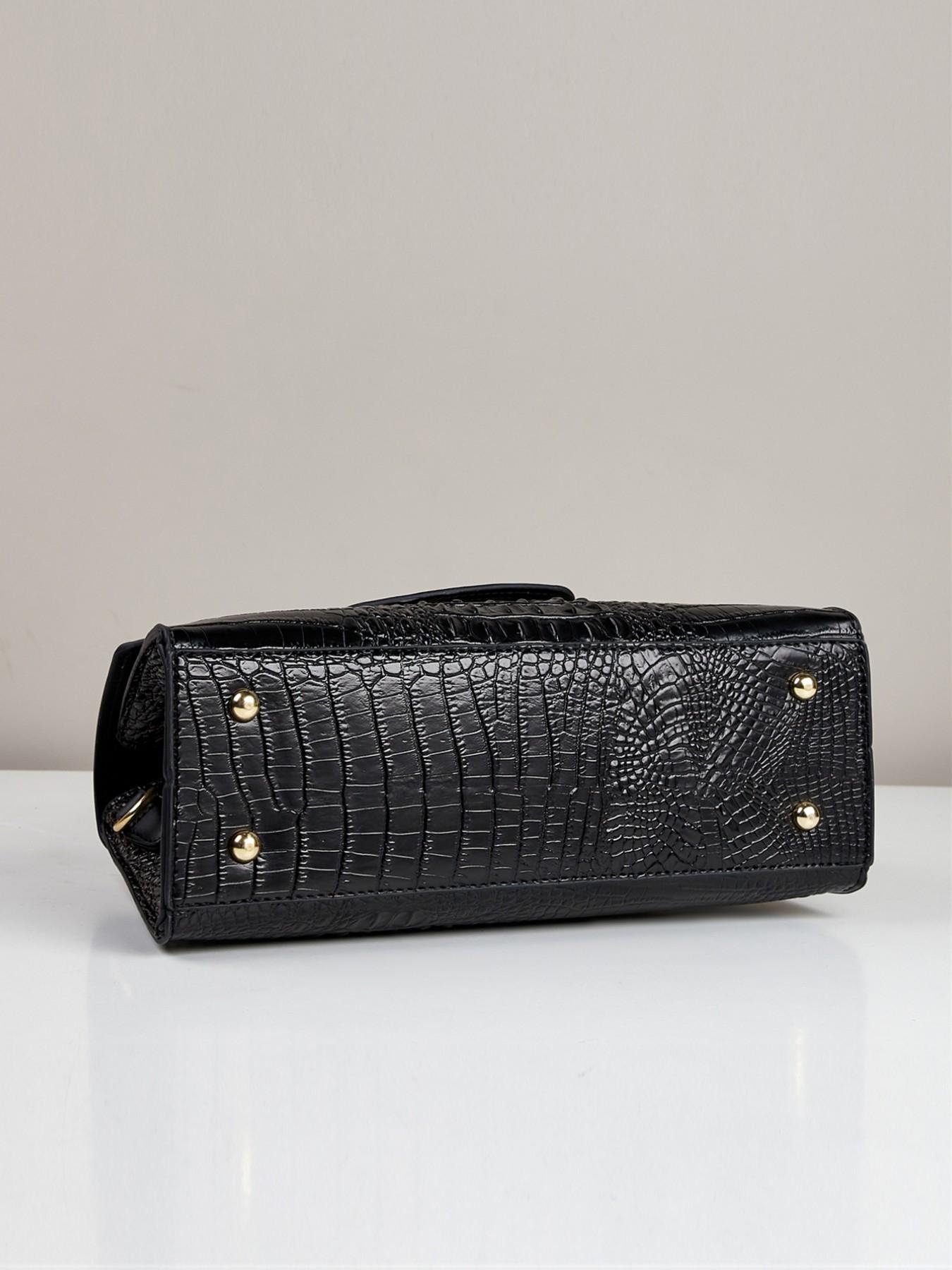 2pcs Women's Glossy Patent Leather Handbag & Clutch Set, Crocodile Pattern, Detachable Strap, Shoulder Crossbody Bag for Work, Travel & Party
