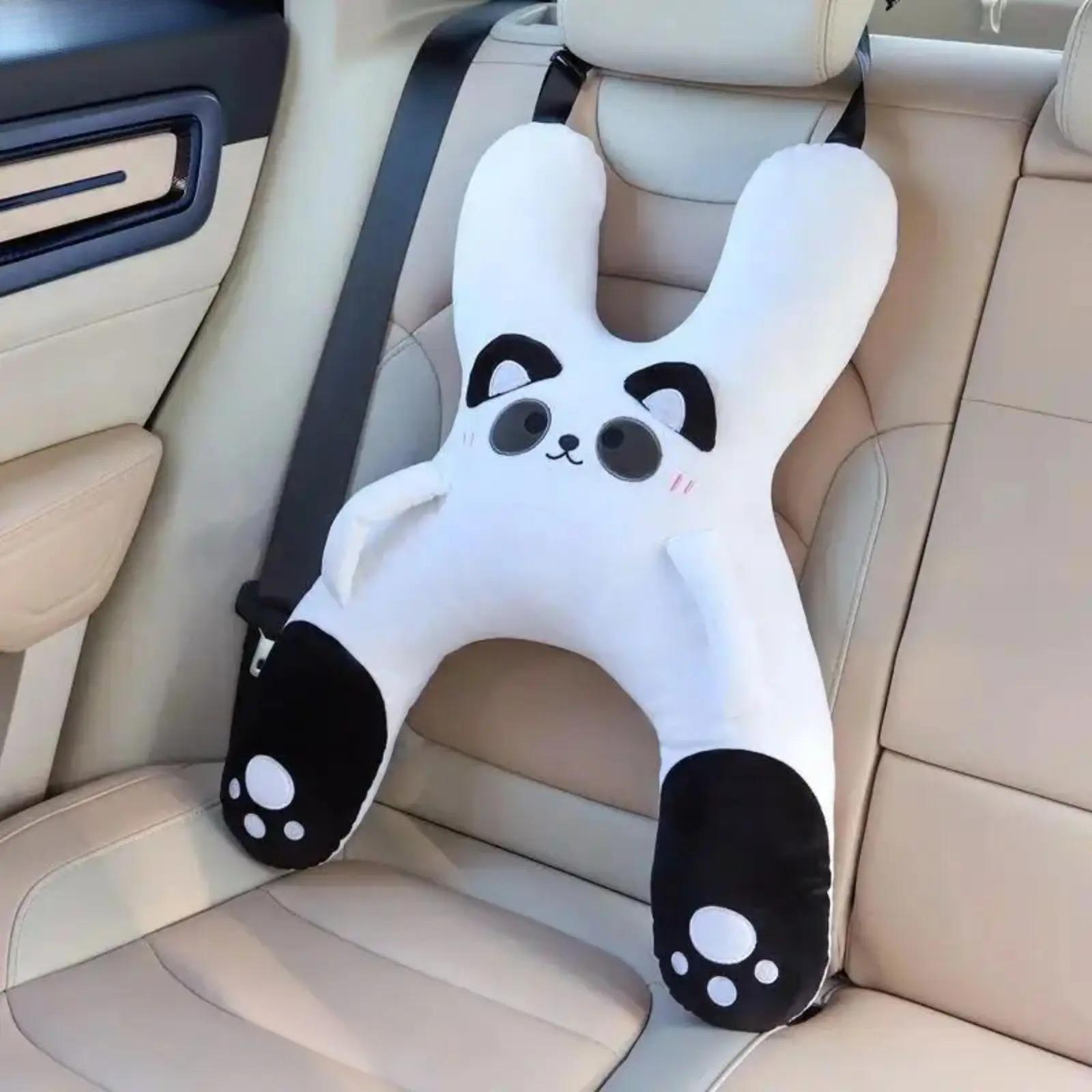 Playful Pig Face Plush Car Neck Pillow - Travel Accessories with Neck Support, Ultra-Soft Character Head Rest Cushion, Seat Belt Support, Anti-Head Leaning Sleep Aid, Camping Trip Cozy Car Accessory
