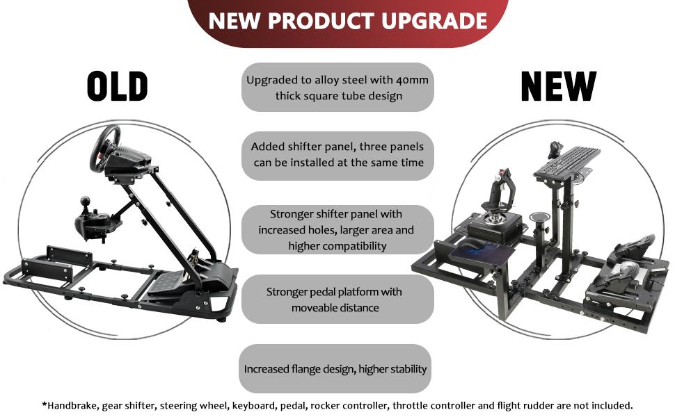Supllueer Racing Flight Simulator Cockpit Adjustable Fit for Thrustmaster Hotas Warthog T300 Logitech X52 PRO G920 G923 Fanatec Racing Wheel Stand Without Seat Wheel Pedal Throttle Joystick Keyboard