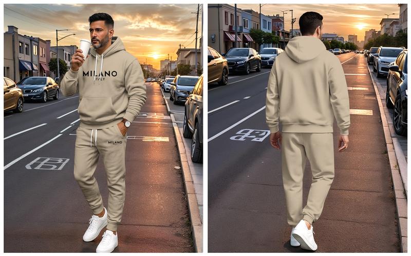 Men's Milano Printed Hoodie and Drawstring Sweatpants Set, Menswear, Casual Athletic Long Sleeve Hooded Jacket & Trousers for Fall & Winter, Men's Clothing for Daily Wear, Sportswear Indoor Outdoor, Tracksuit, Athleisure Summer Clothes Men's Milano Printed Hoodie and Drawstring Sweatpants Set, Menswear, Casual Athletic Long Sleeve Hooded Jacket & Trousers for Fall & Winter, Men's Clothing for Daily Wear, Sportswear Indoor Outdoor, Tracksuit, Athleisure Summer Clothes