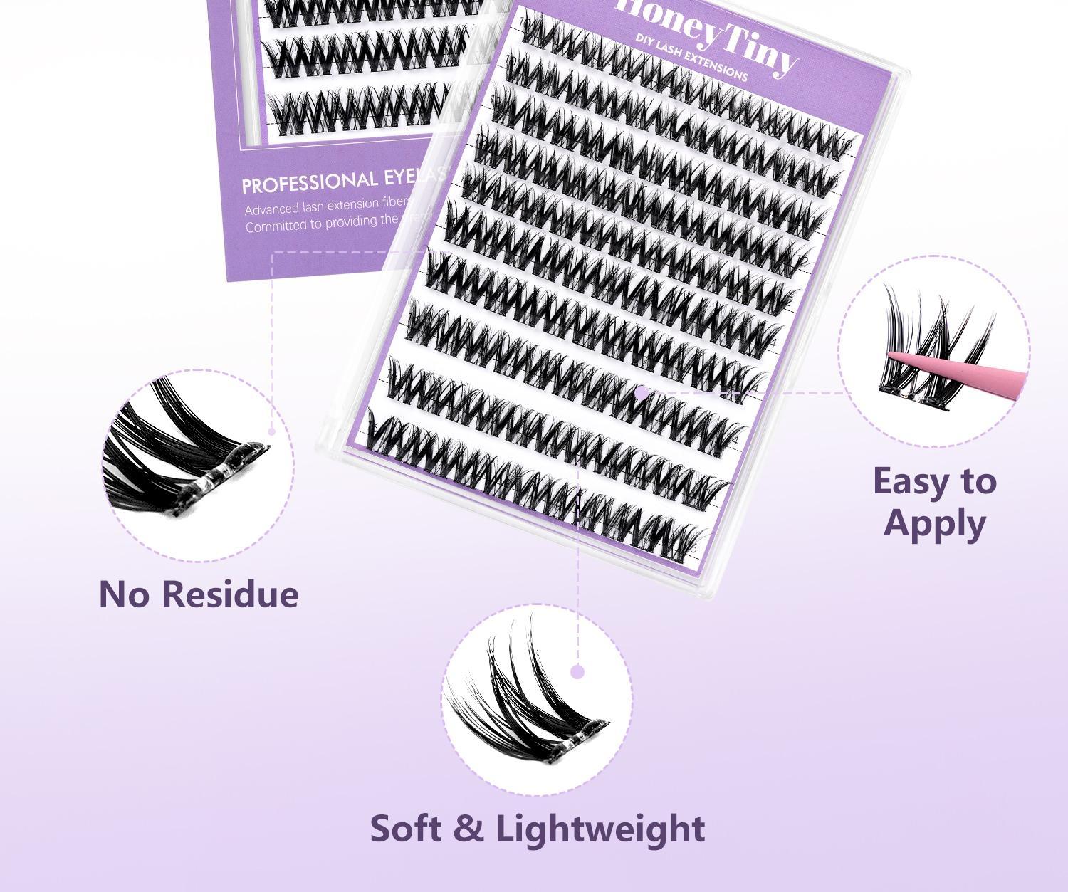 Honeytiny Cluster False Eyelashes, 4 Styles, No Glue Easy Removal, Sizes 10mm-16mm, Lightweight, Secure Fit, Self-Adhesive, Perfect Makeup