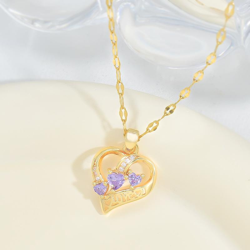 1pc, golden heart necklace, daily, festival, party, men and women three-dimensional zirconia inlaid pendant, personality trend, street daily party necklace birthday gift, girlfriend gift, Mother's Day gift