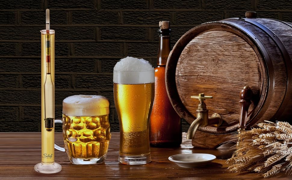 SOLIGT Triple Scale Hydrometer and Glass Test Jar , Beer, Mead & Cider - ABV Measuring Alcohol FathersDayGift
