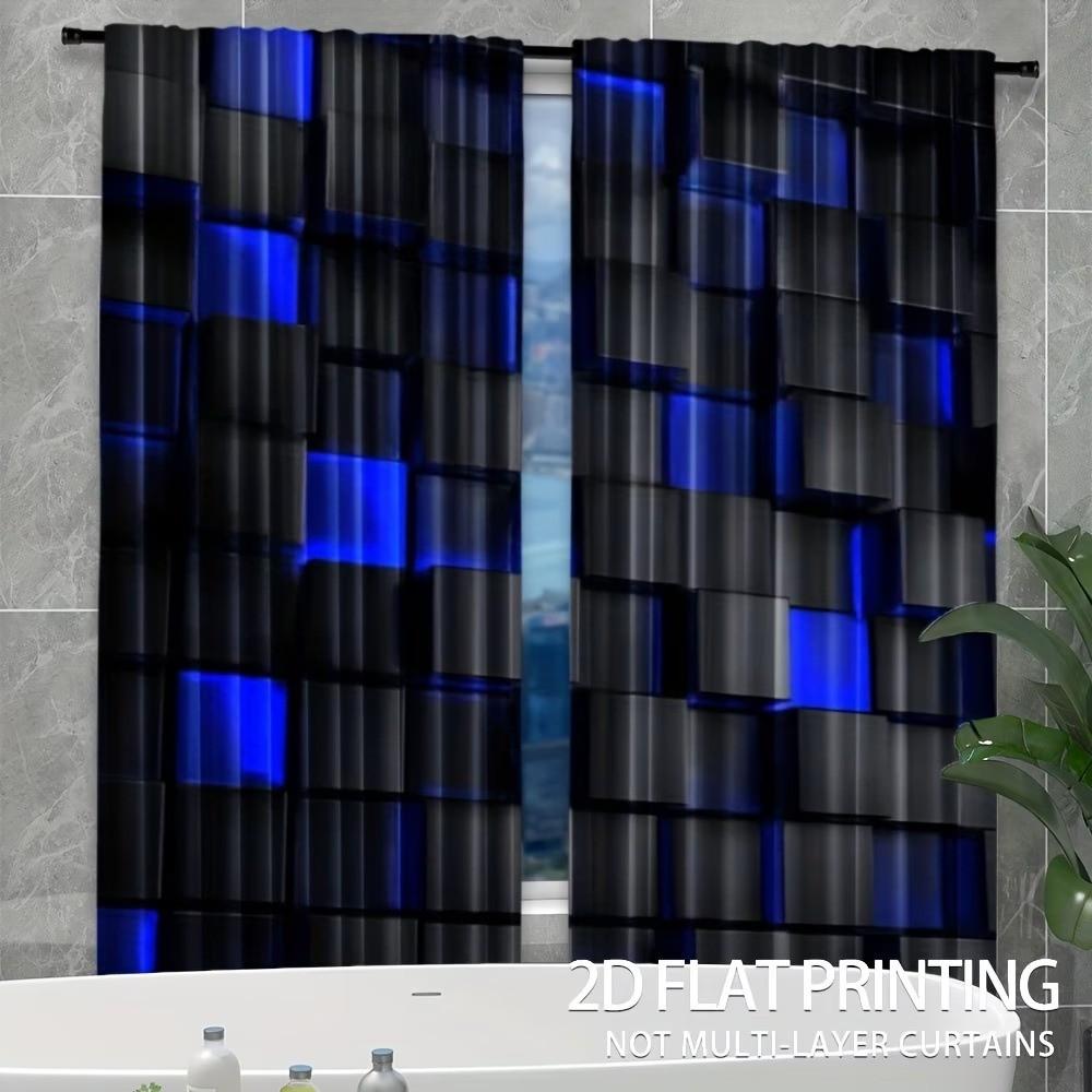 Modern Geometric Cube Pattern Half-Blackout Curtains, Light Filtering, & Polyester, Bedroom Living Room Office, Easy Rod Pocket Design