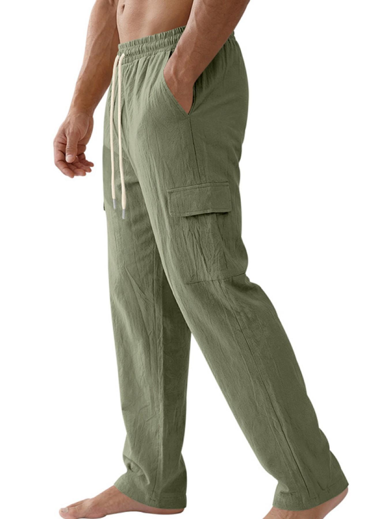 Men's Loose Linen Pants, Simple Luxurious Outdoor Workwear, Sporty Casual Long Pants, New American Style, Comfortable and Stylish