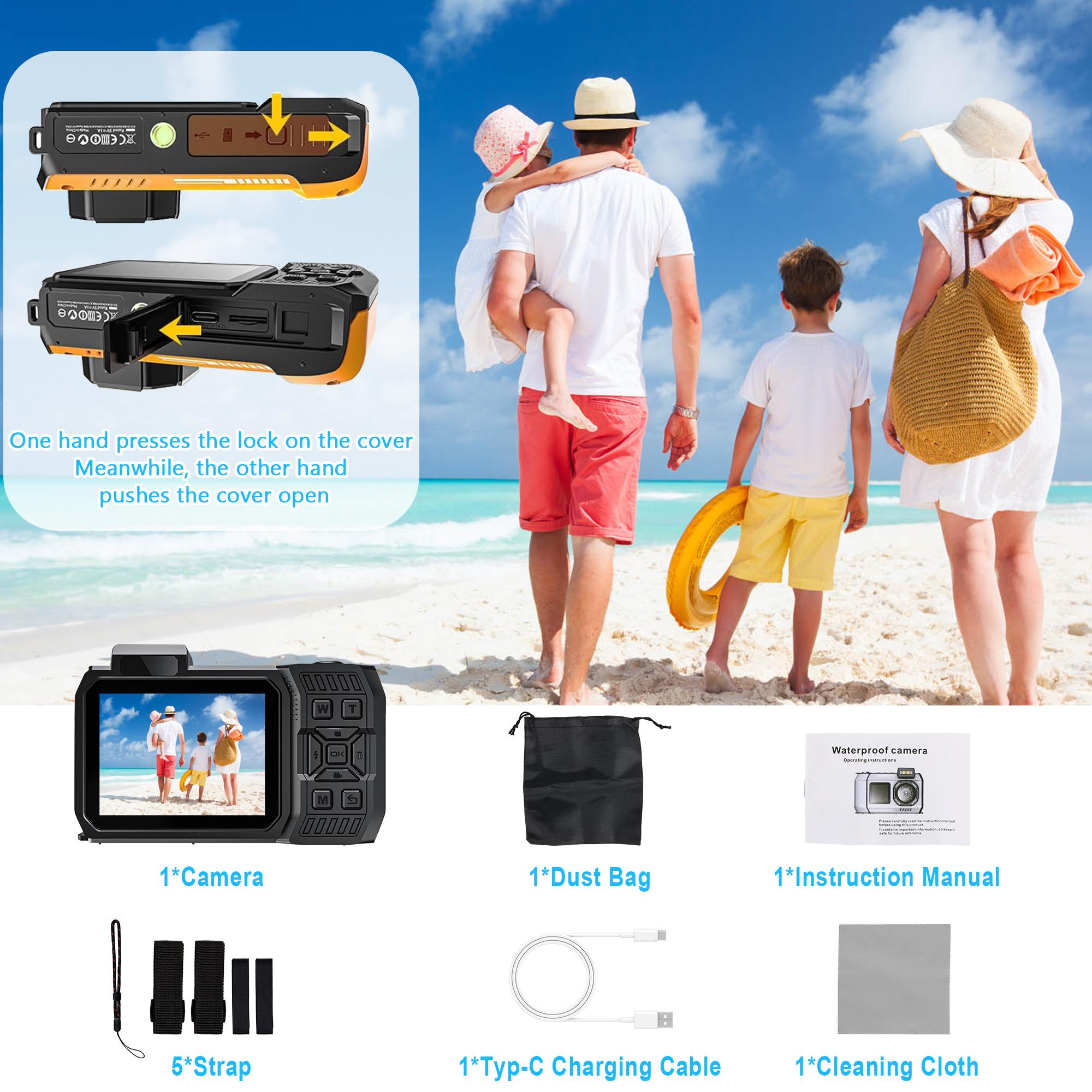 4kdigitalcamera,65 MP waterproof camera , 10 meters underwater camera snorkeling,Resolution travel vlogging camera,Summer Gift High