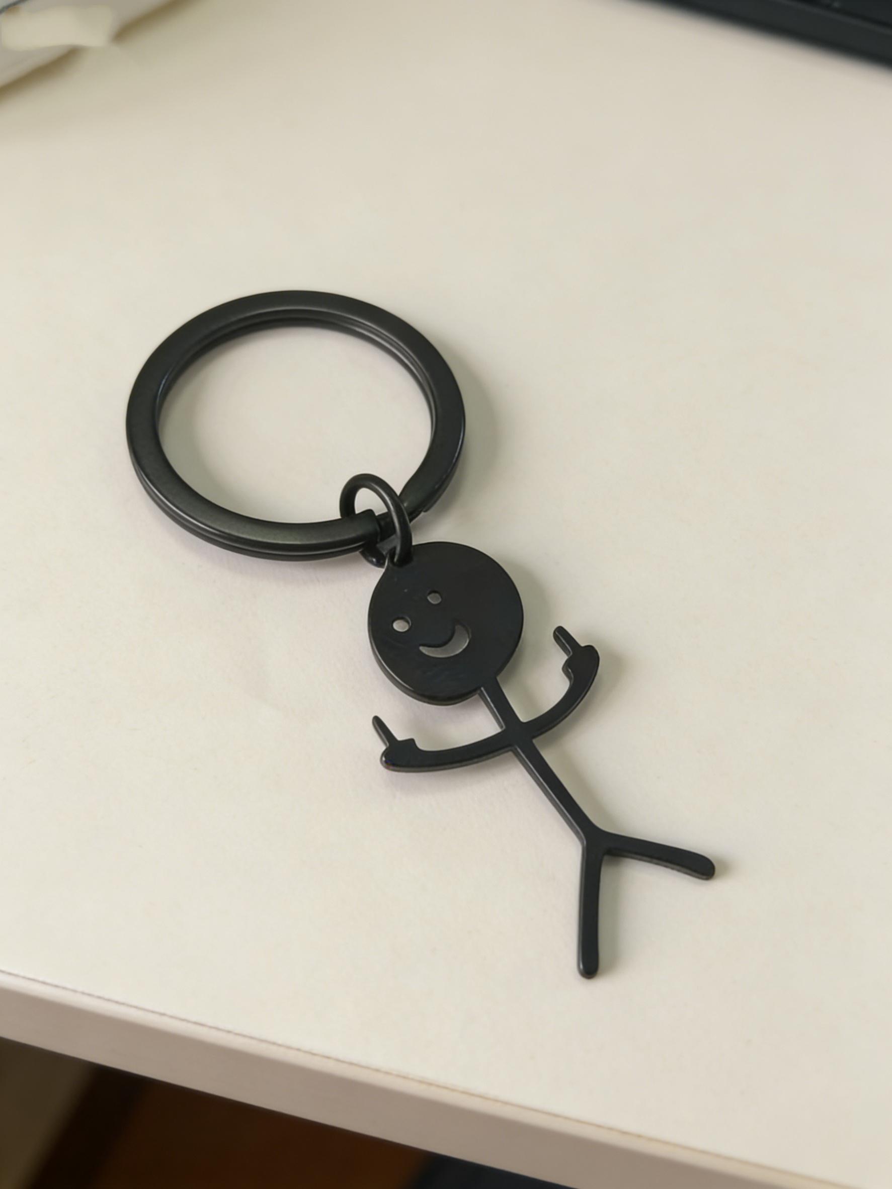 Cartoon Figure Shaped Keychain for Men & Women, Stainless Steel Keychain, Metal Key Chain, Cute Key Ring