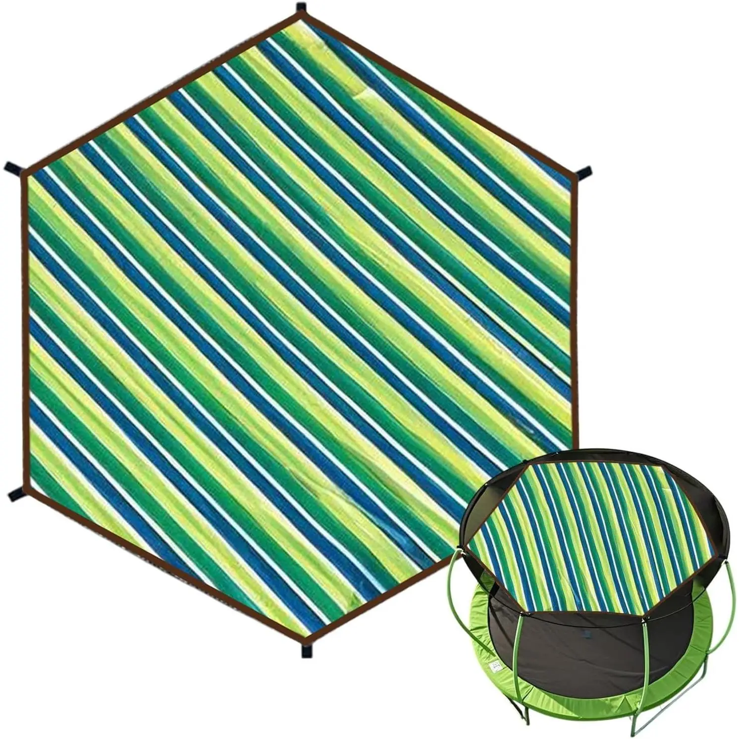 Waterproof UV Protection Tear Resistant Trampoline Sunshade Cover, Fits 12ft 14ft, Soft Outdoor Sun Shade Tent for Backyard Garden All Season Use
