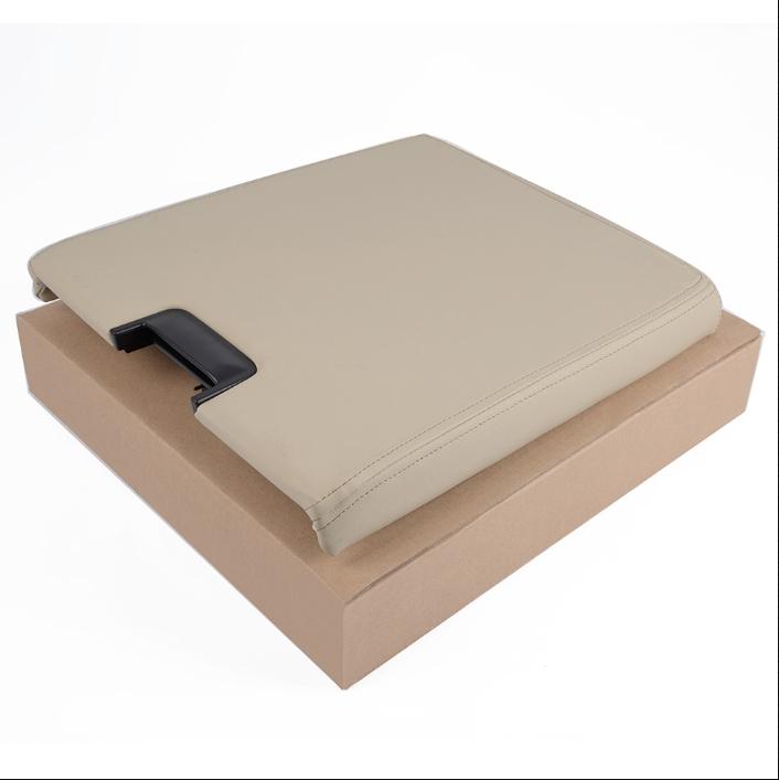 CROSSDESIGN Fit For 2007-2014 Chevy Silverado GMC Center Console Lid Pull Over Cover Armrest Pad Beige