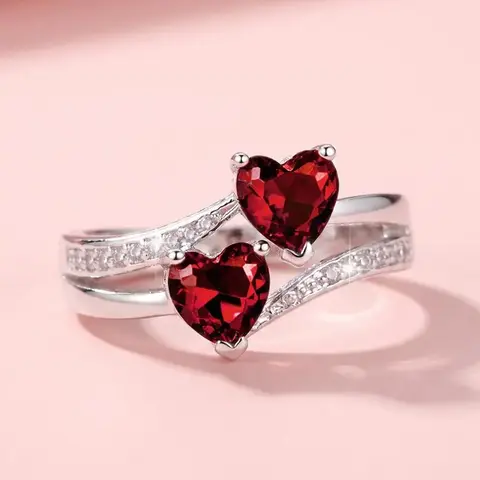 Romantic Heart Shaped Rhinestones Decorated Ring, Women's Engagement Rings Jewelry for Galentinesparty Gift, Rings for Women Girl Date Daily Use, Heart Design Ring, Beautiful Rings
