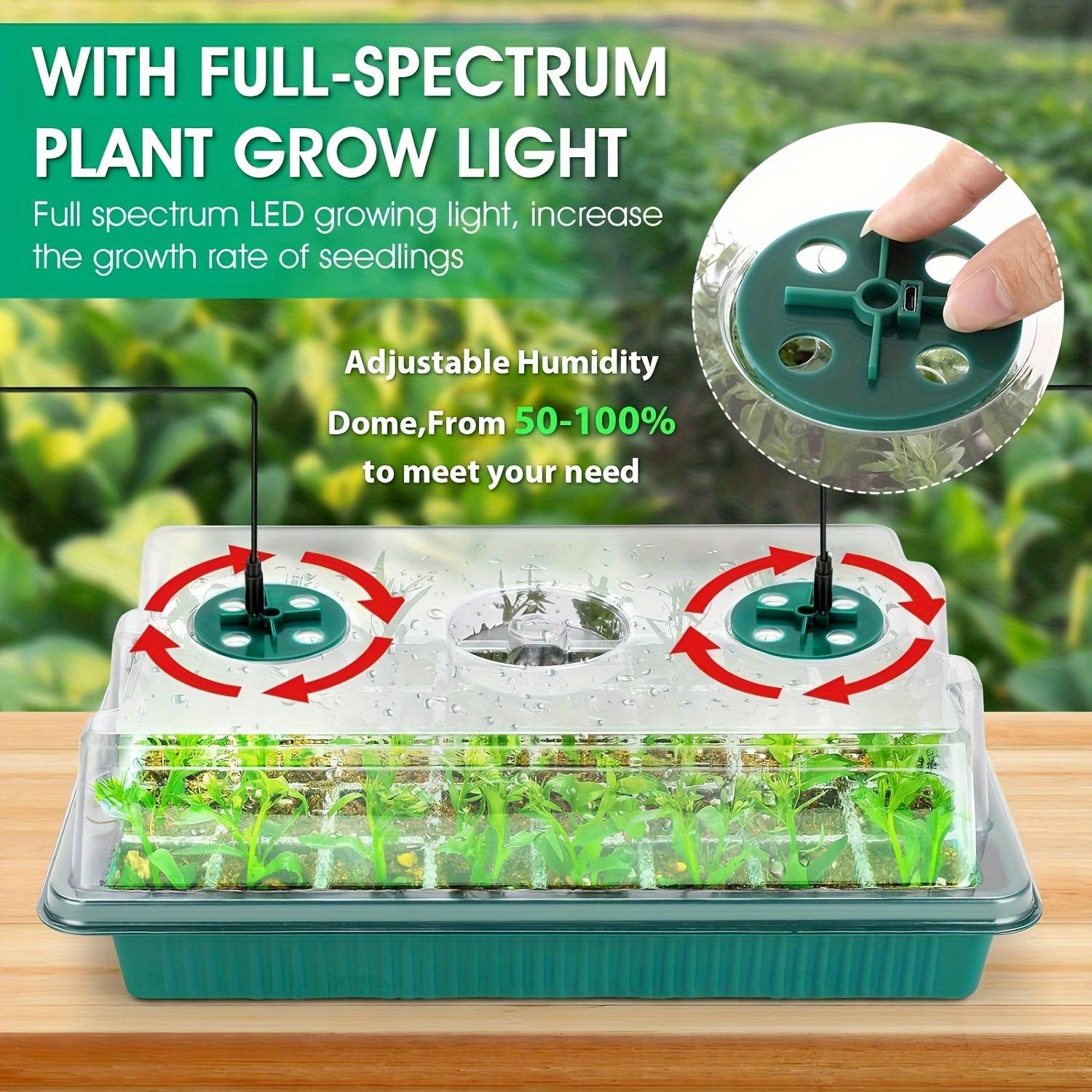 80‑Cell Seedling Tray Kit, 2 Counts Seed Starting Trays with Grow Light, Controller and Humidity Dome, Indoor Plant Germination Kit, Plant Growing Set