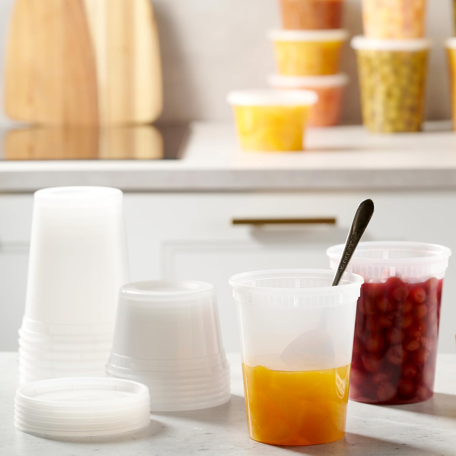 48 Pack Plastic Deli Containers with (16, 32 oz 24 Each) - Storage Containers with - Clear Disposable Meal Prep Containers, , Stackable, Leakproof, Microwave and Freezer Safe 48 Pack Plastic Deli Containers with (16, 32 oz 24 Each) - Storage Containers with - Clear Disposable Meal Prep Containers, , Stackable, Leakproof, Microwave and Freezer Safe