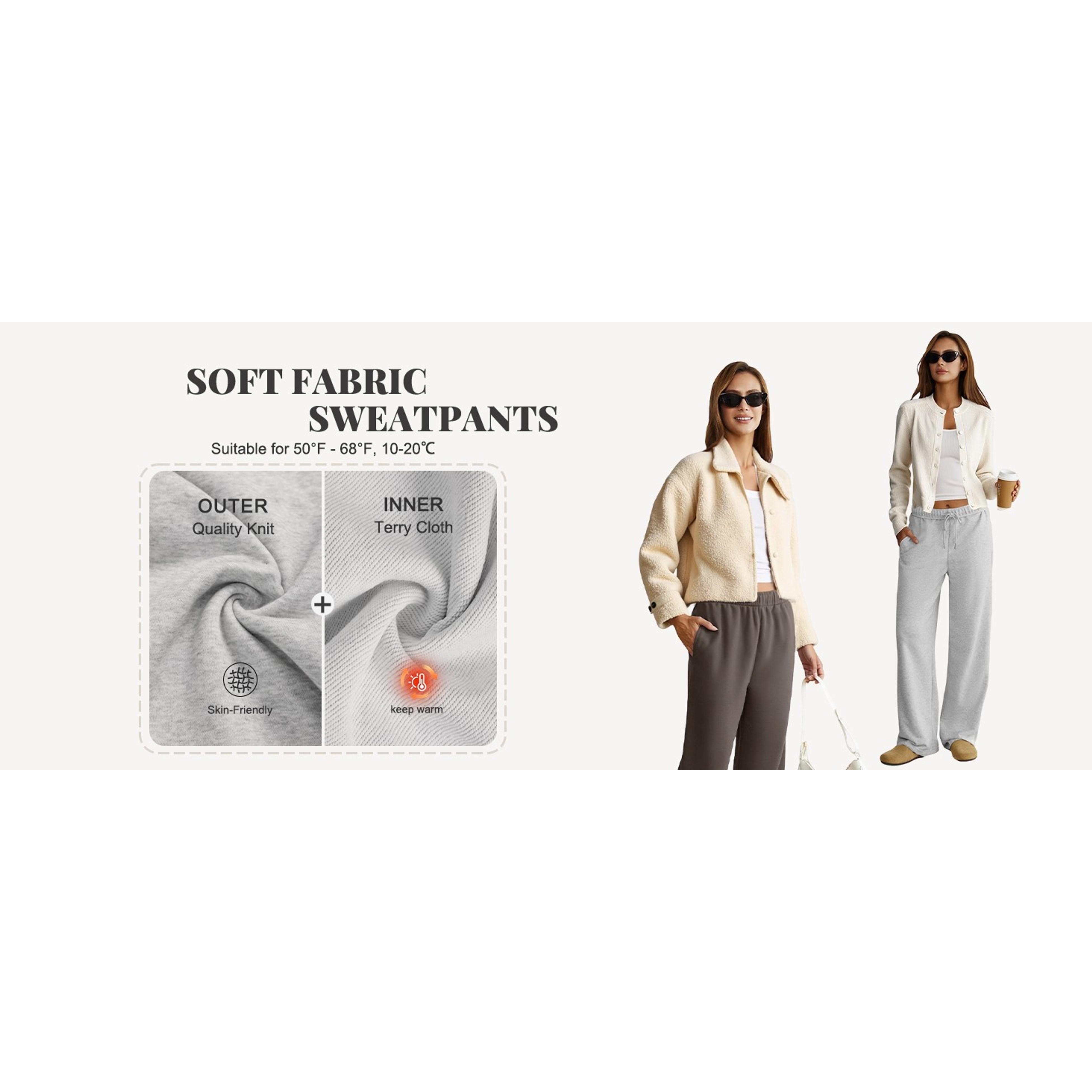 Women's Wide Leg Sweatpants with Interior Drawstring, Baggy Sweat PantsGift