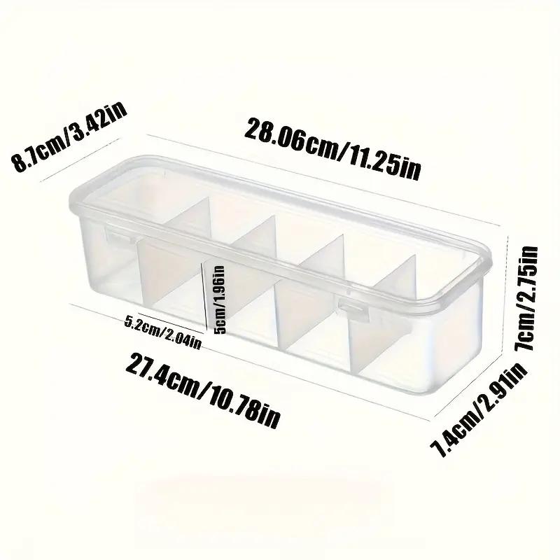 A large capacity transparent storage box with 5 compartments, a transparent plastic organizer suitable for cables and small gifts, ideal for use in schools and offices, Organizer Dividers