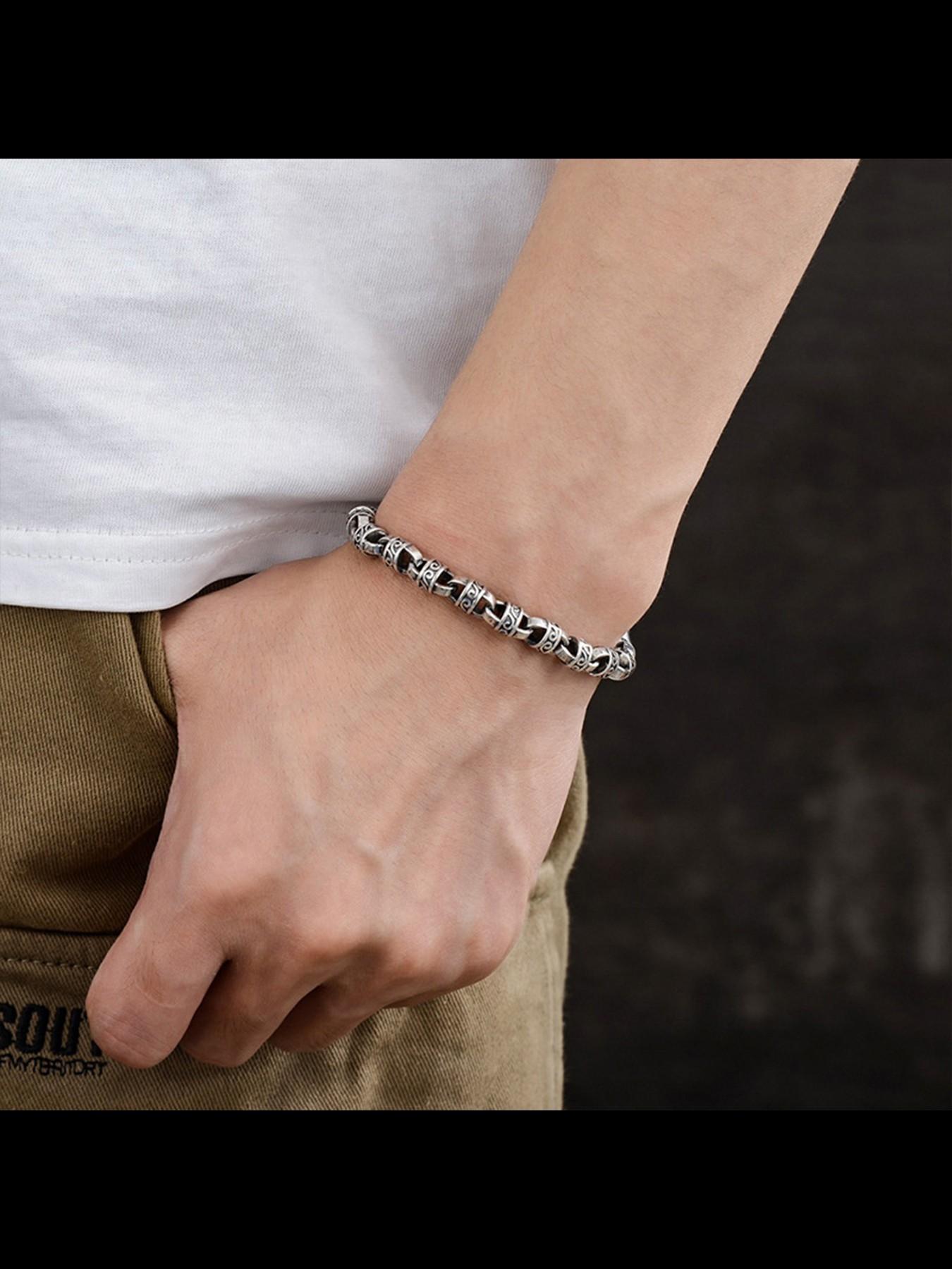 New Han Style Grass Pattern Hand Chain Bracelet, Men's Vintage Jewelry, National Trend, Unique Hip Hop Design, All Seasons Wear