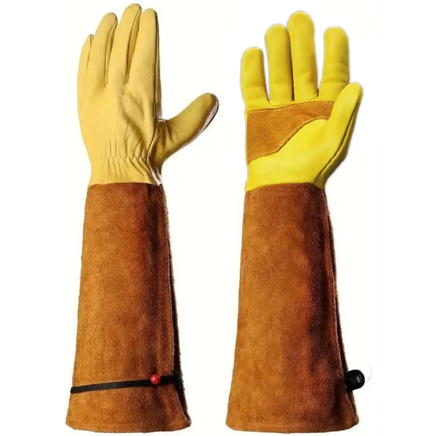 Leather Work Gloves, Reinforced Durable Gardening Gloves,Cowhide Work Gloves,Puncture & Cut Resistant