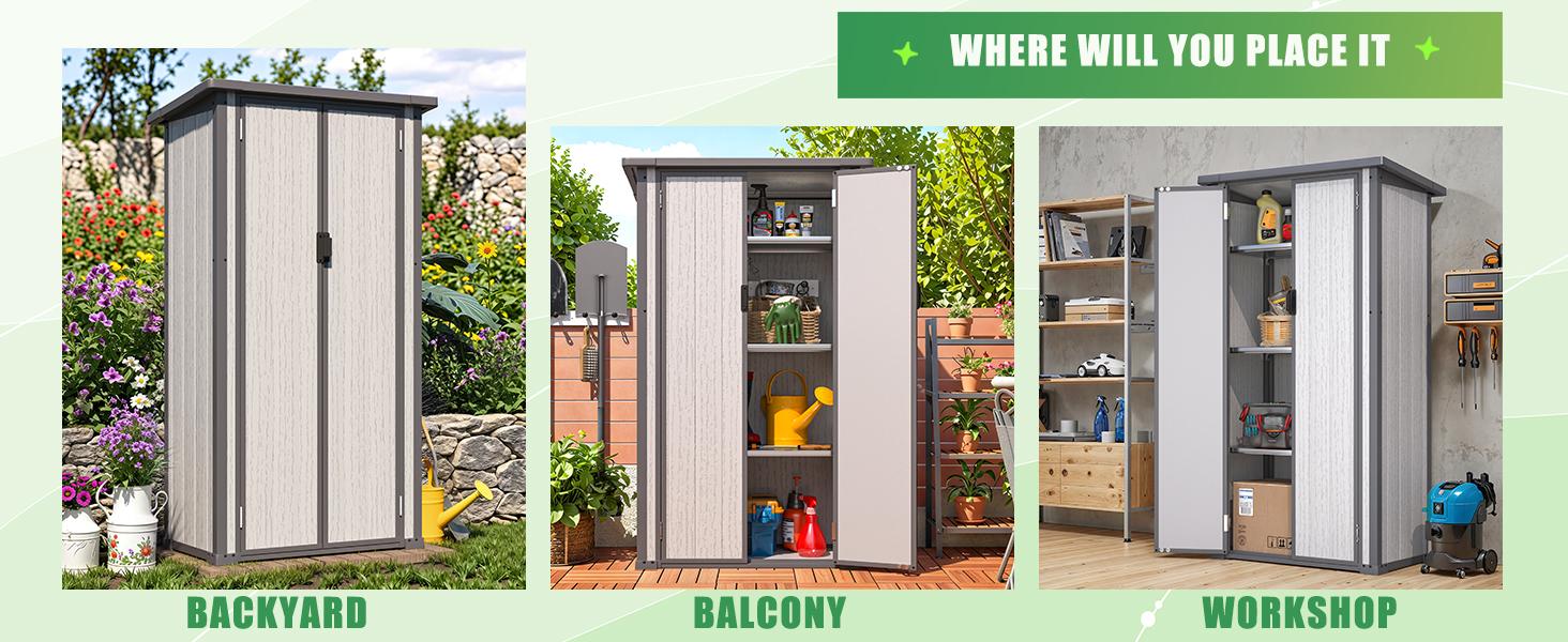 Heavy-Duty Resin Outdoor Storage Shed – Waterproof Vertical Cabinet with Adjustable Shelves, Reinforced Floor & Durable All-Weather Design Heavy-Duty Resin Outdoor Storage Shed – Waterproof Vertical Cabinet with Adjustable Shelves, Reinforced Floor & Durable All-Weather Design