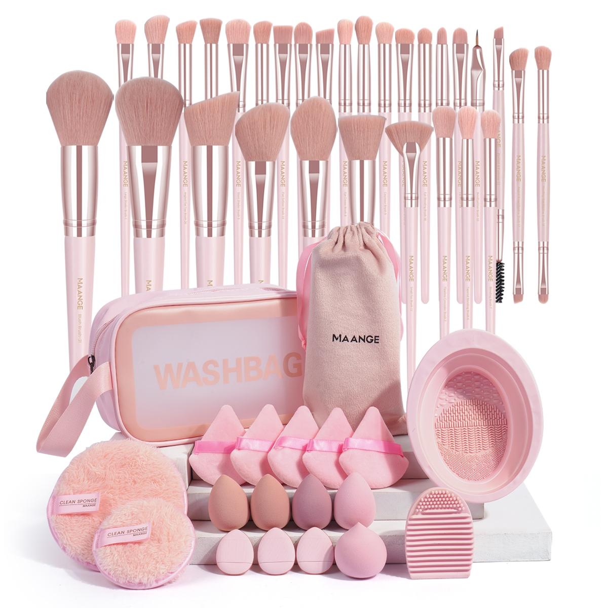 MAANGE Makeup Brush Set, 27/49pcs/set Makeup Tool Set Including Soft Brushes, Beauty Sponges, Powder Puffs, Brush Cleaner Mat, Bag and, Multifunctional Makeup Kit for Beginners, with Makeup Travel Bag