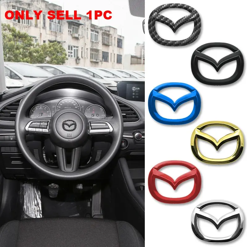 Car Steering Wheel Emblem Sticker Badge Decals Car Stickers for Mazda 3 6 2 Atenza Demio Axela CX-5 CX-3 CX4 MX5 CX30 Decoration Accessories