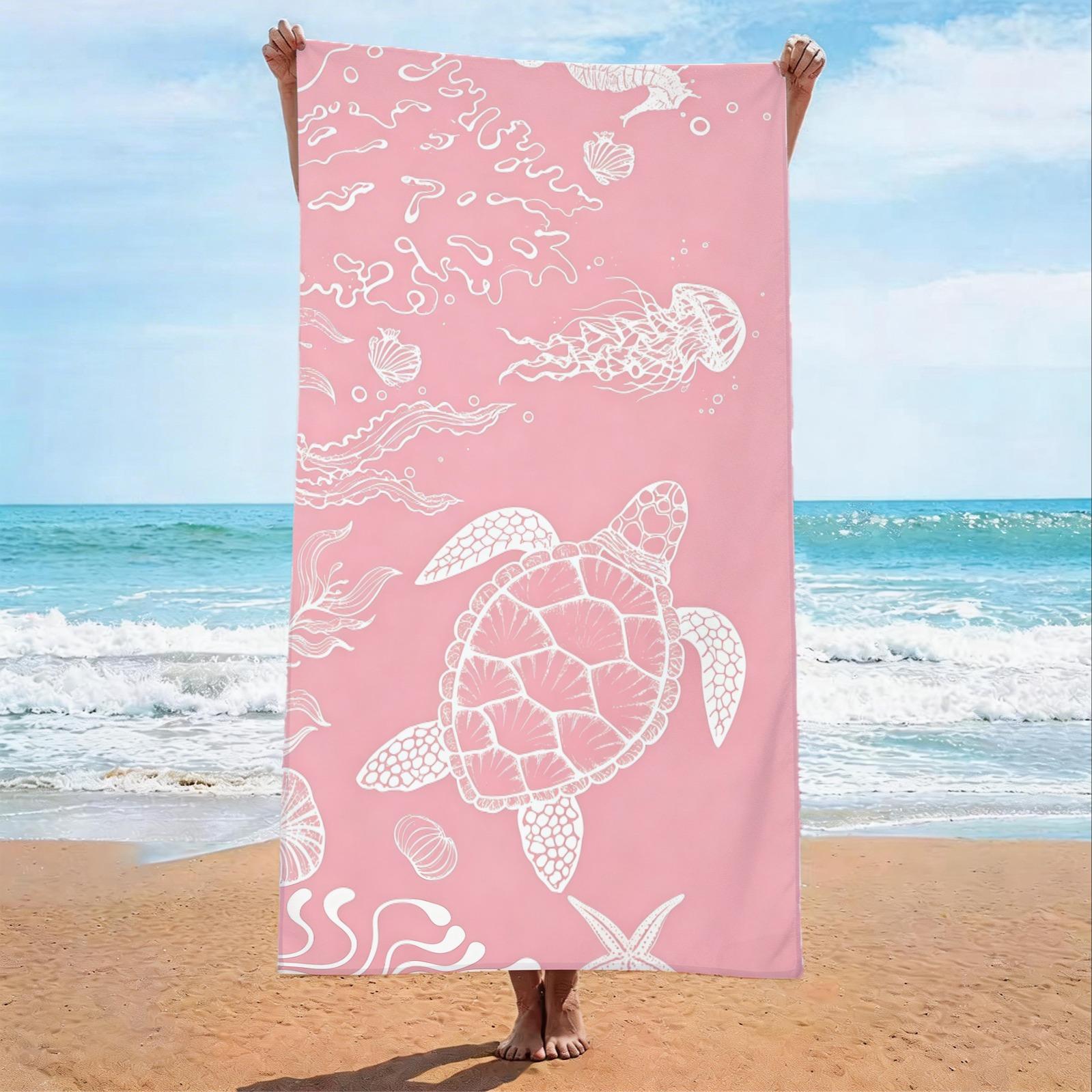 Turtle Pattern Beach Towel, Suitable For Children And Adults For Outdoor, Beach And Travel, Trendy Home And Beach Essentials