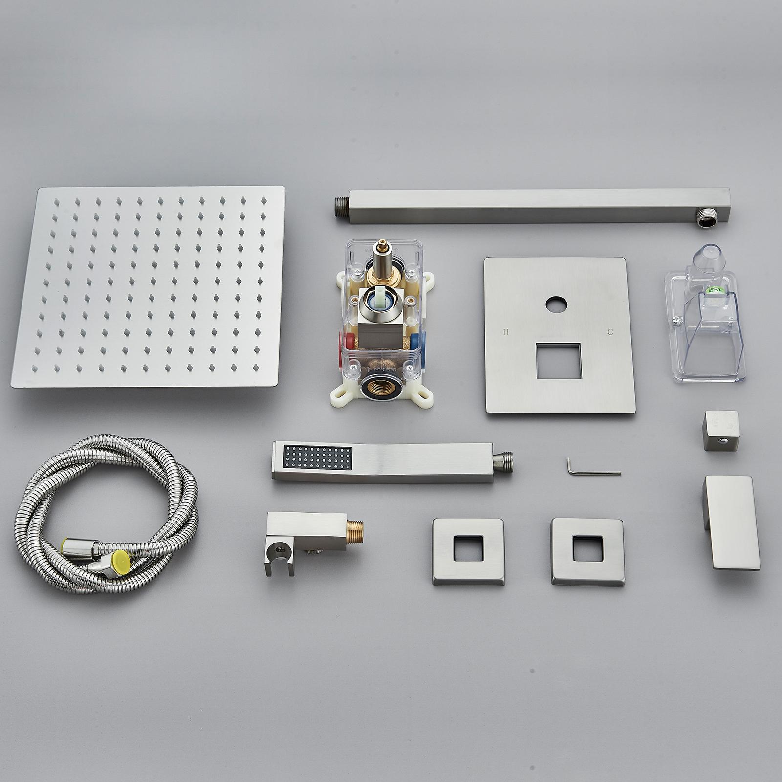 Senlesen Black Shower Faucet Set Square Rainfall Shower Head and Handle Set Wall Mounted Shower Fixtures Bathroom Shower System Combo With Shower Valve Senlesen Black Shower Faucet Set Square Rainfall Shower Head and Handle Set Wall Mounted Shower Fixtures Bathroom Shower System Combo With Shower Valve