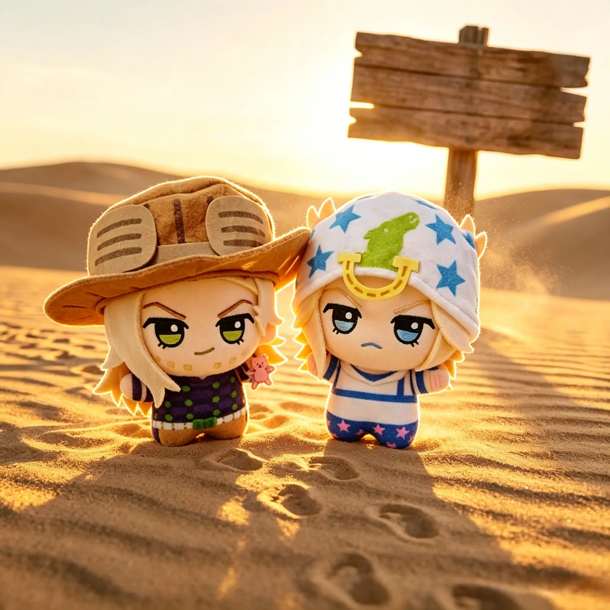 Inkhausstore-Inkvaultarchive  JJBA SBR Johnny Joestar / Gyro Zeppeli 10cm Plush Doll anime merch keychain collection gift for fan