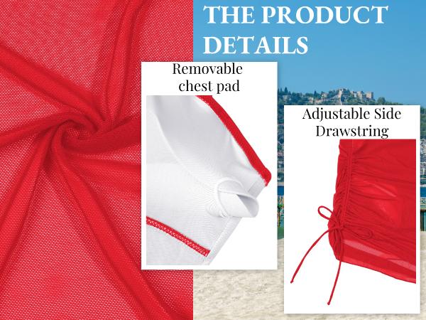 VIMPUNEC Women Sexy One Piece Swim Dress Tummy Control Swimsuits One Shoulder Mesh Bathing Suit Skirts