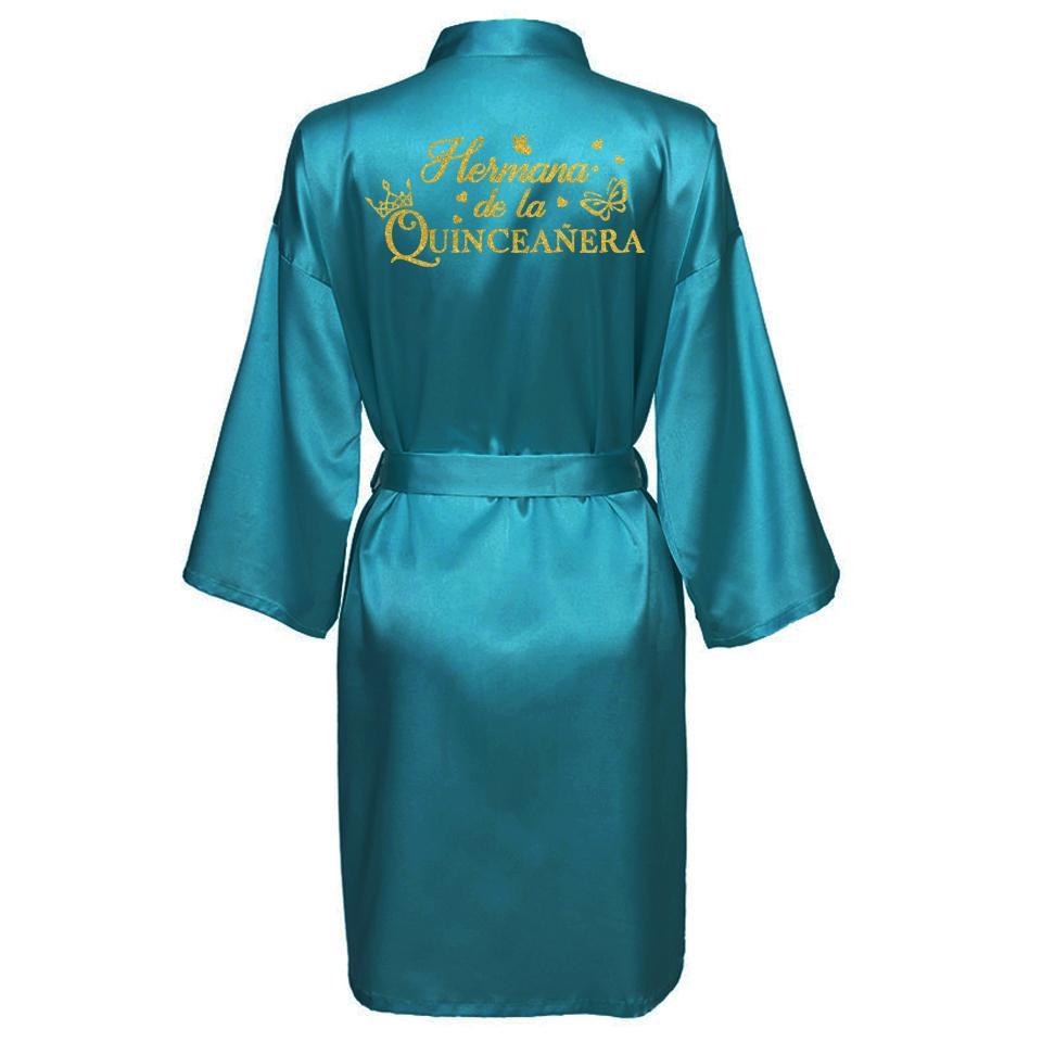 Mis15 Años Robe 15 Years Girl Birthday Party Robes Quinceanera Robe Mis XV Bathrobe Silkly Nightgown