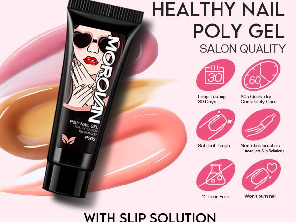 MOROVAN 8 Colors Poly Gel Nail Starter Kit - with U V Lamp 48W Complete Poly Gel Kit for Beginners with Everything Professional