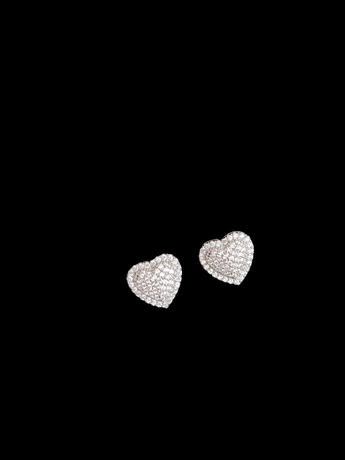 2Pieces/Set Women Heart Earrings & Necklace Set, Artificial Zircon Fashionable Jewelry Set, Street Style, All-Season Wear, Perfect Gift for Her