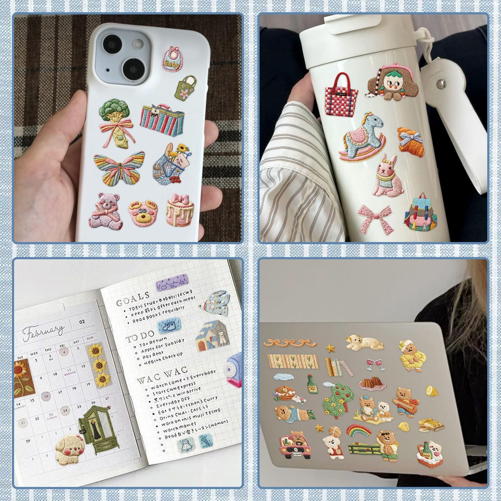 Vintage Cute Embroidered Sticker Set, Decorative Stickers, 680 Pieces, Perfect for Adult Use, Ideal for Sticker Records and Scrapbooking, Handmade, Random Covers, Vintage Versatile