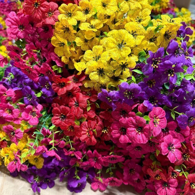 2 Bundles Artificial Violet Rose Bushes, Outdoor UV-Resistant Waterproof Fake Flowers, Patio Garden Decor, Low Maintenance, Christmas Decoration