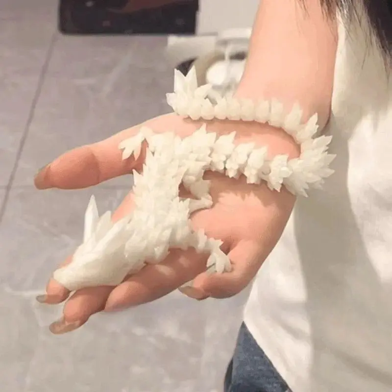 3D Printed Luminous  Dragon Articulated Joints Glow in Dark, Blue White Desktop Night Light Home Decor Kids Gift Bedroom Orn
