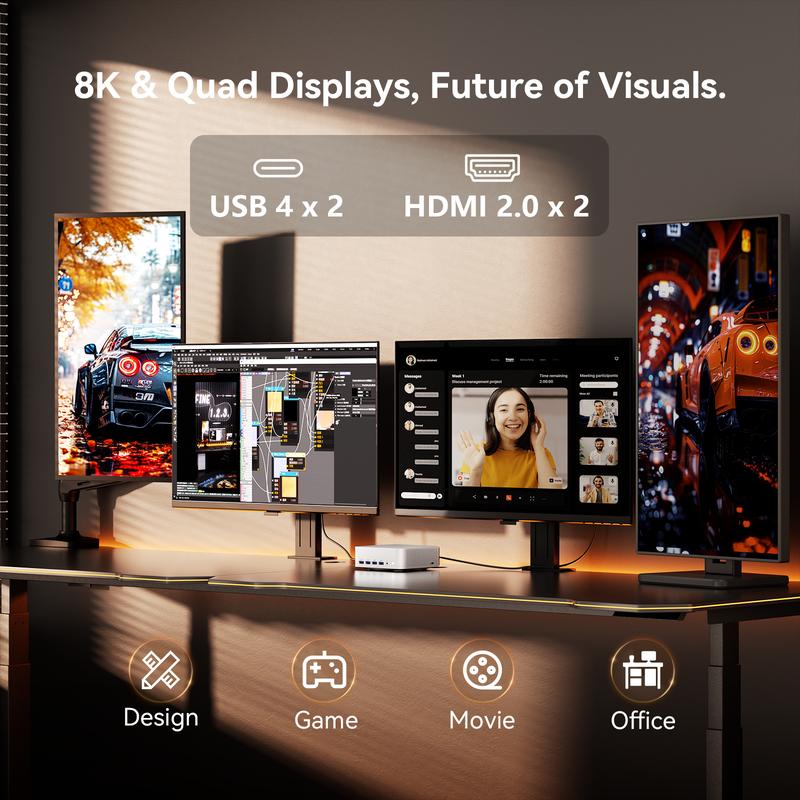 GEEKOM A8 Max Mini PC AMD Ryzen 7 8845HS Cpu ,32GB RAM+ 1TB SSD.Dual-channel DDR5 5600MT/s, up to 64GB.  Prebuilt Gaming Computer Fortnite/Warzone/Legends/CS:GO/Legends/Genshin Impact Tower Computer