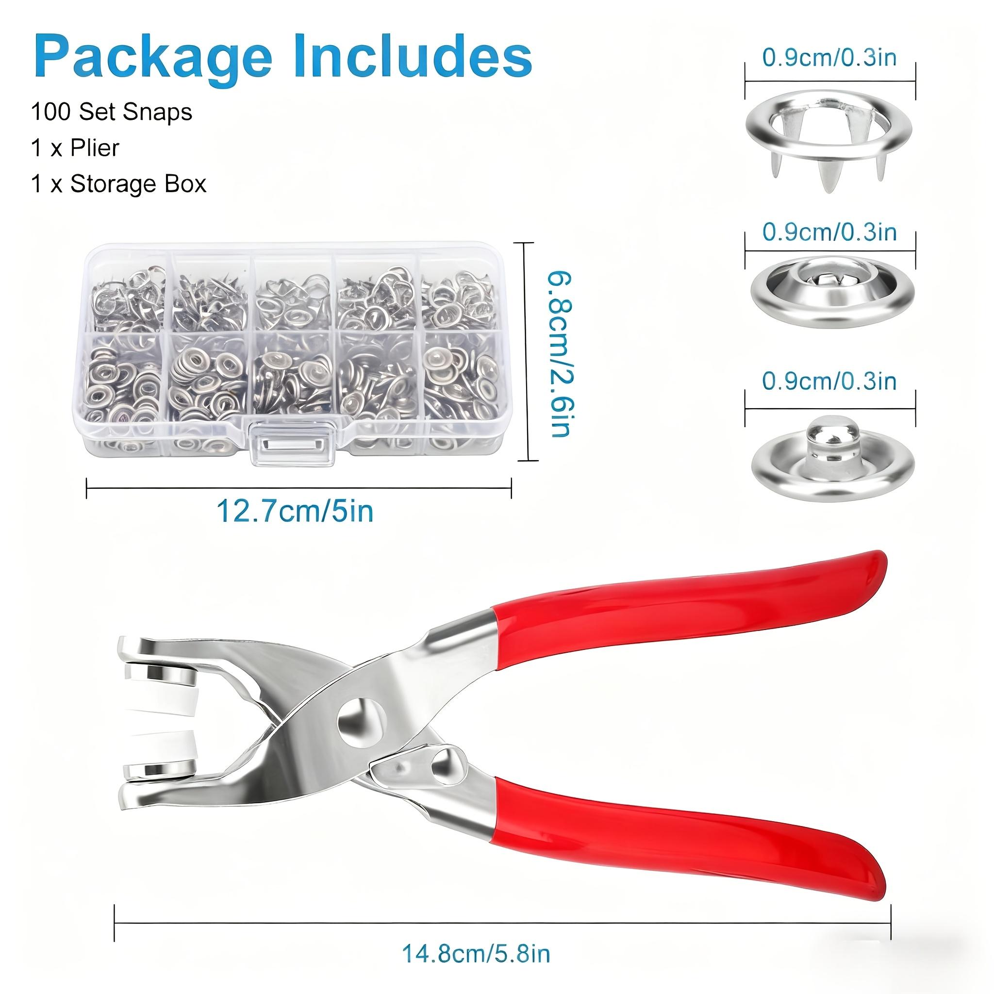 [Snap Fastener Kit] 100pcs Heavy-Duty Metal Snap Fastener Kit With Hand Press Pliers - Sewing Tools, Sewing Accessories And Supplies For Faux Leather, Clothing, Belts, Bags - Compatible With Snap Buttons Simplifying Installation