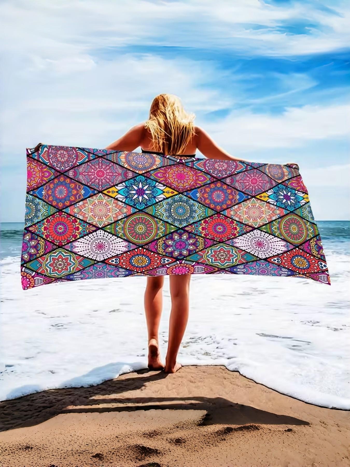 Bohemian Beach Towel Set, Outdoor Sun Protection Multi-Purpose Shawl, Ideal for Travel & Daily Use, Durable Lightweight Design, Absorbent Breathable Towel
