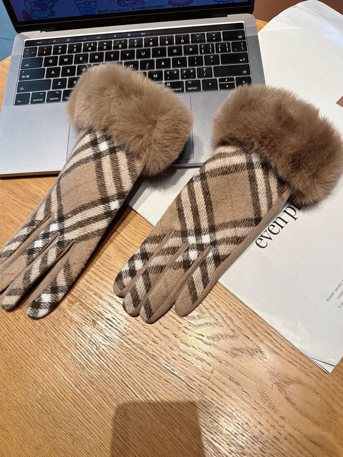 Women's Thickened Winter Gloves, Windproof & Warm Cycling Mitts, British Style Fall & Winter Handwear, 1pcs