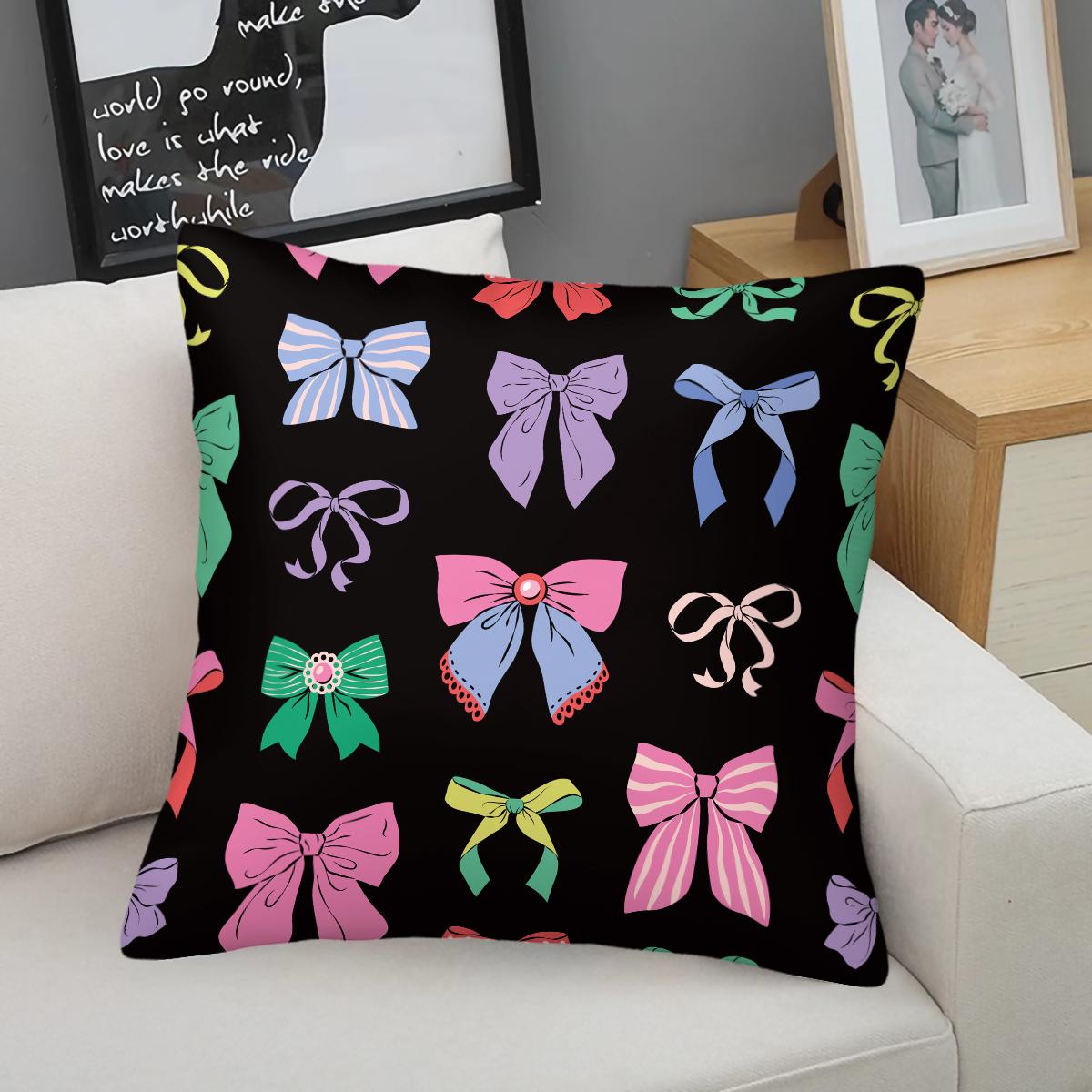 1 Piece Coquette Pink Bow Print Body Pillow, Memory Foam Pillow & Decorative Pillow Option, Cute Y2K Digital Print Throw Pillow with Insert, Soft Square Cushion for Sofa, Bedroom, Dorm, Aesthetic Girly Room Decor