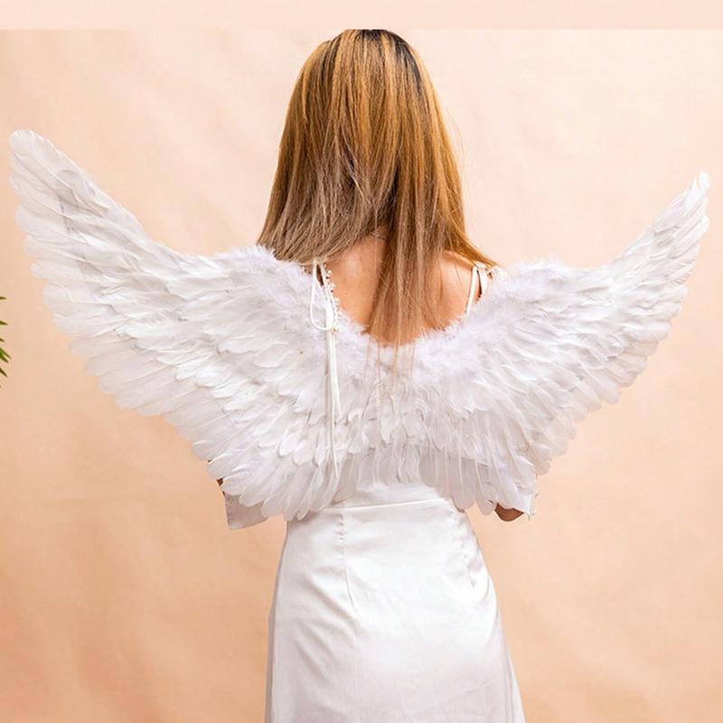 Angel Wings Costume Accessories Set, Paper Feather Wings for Party Wedding Performance Holiday Decor, Multifunctional Affordable Party Supplies, Party Event Props