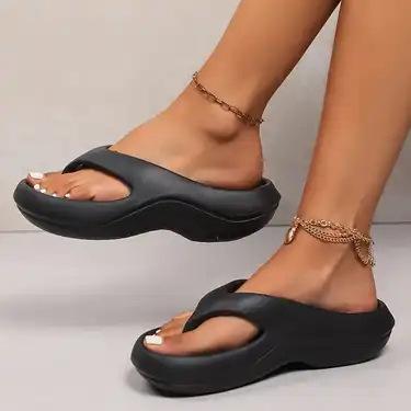 Platform Flip Flops for Women, Arch Support Cushion Thong Sandals, Thick Sole Pillow Slippers, Non-Slip Summer Beach Shoes