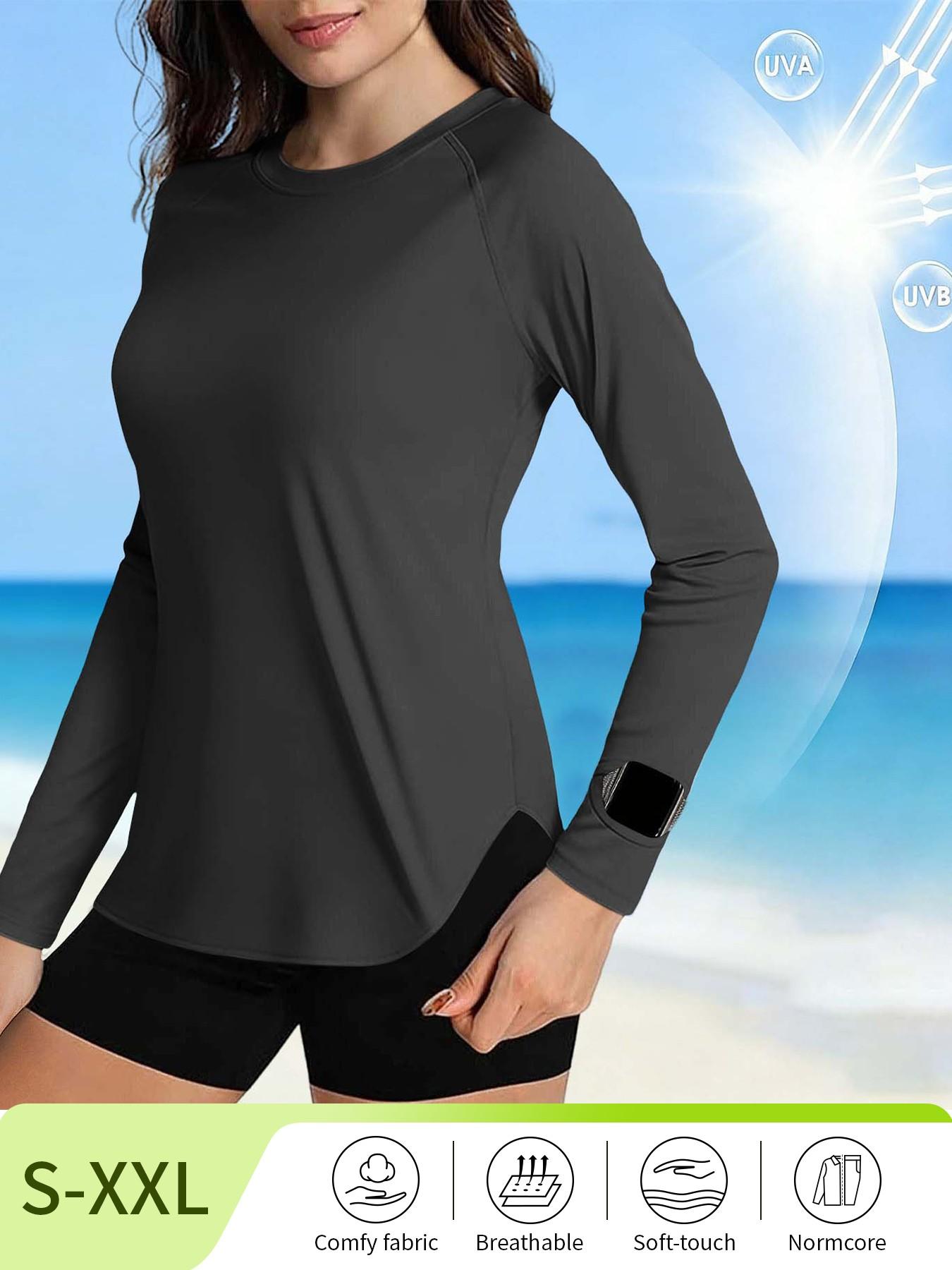 Women's Sun Protection Long Sleeve Athletic Tops, Anti-UV Quick Dry Lightweight Anti-Chafing Shirts, Outdoor Blouses for Hiking Travel & Workout