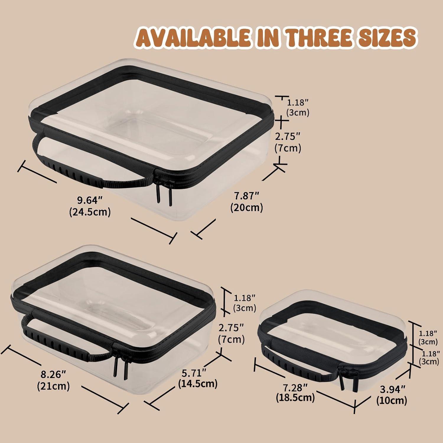 Clear Hard Shell Zipper Storage Box Set, 1/2/3 Counts/Set Large Capacity, Portable Storage Organizer, Home Organizer Storage, for Skincare, Makeup Clothes, Multiple colors available